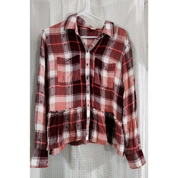 Ariat Ladies Ford Long Sleeve Multi Color Red Plaid Shirt Large Western Cowgirl - Picture 1 of 9